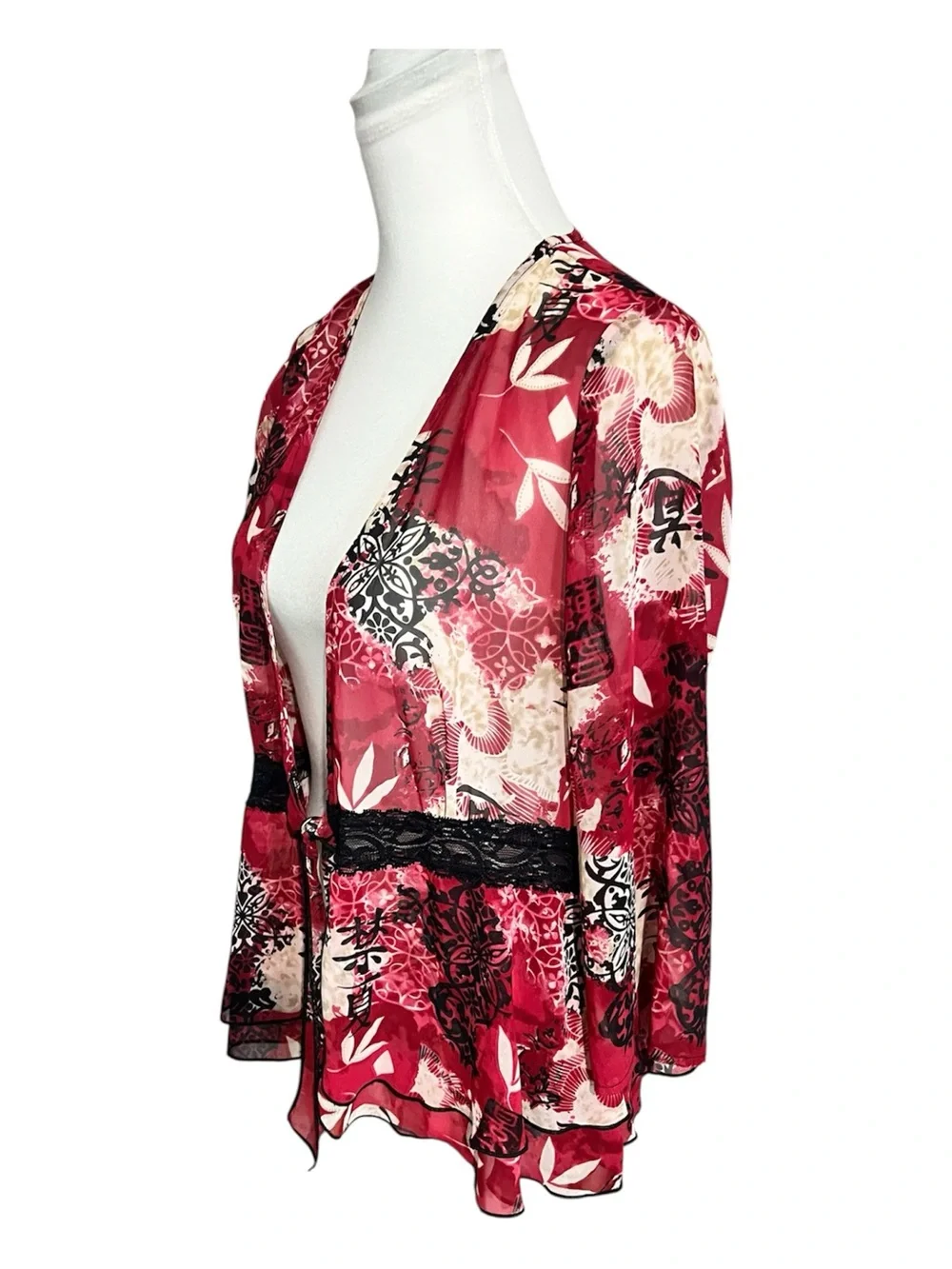 Dressbarn blouse petite xl floral tie front 
Polyester Kimono boho_4